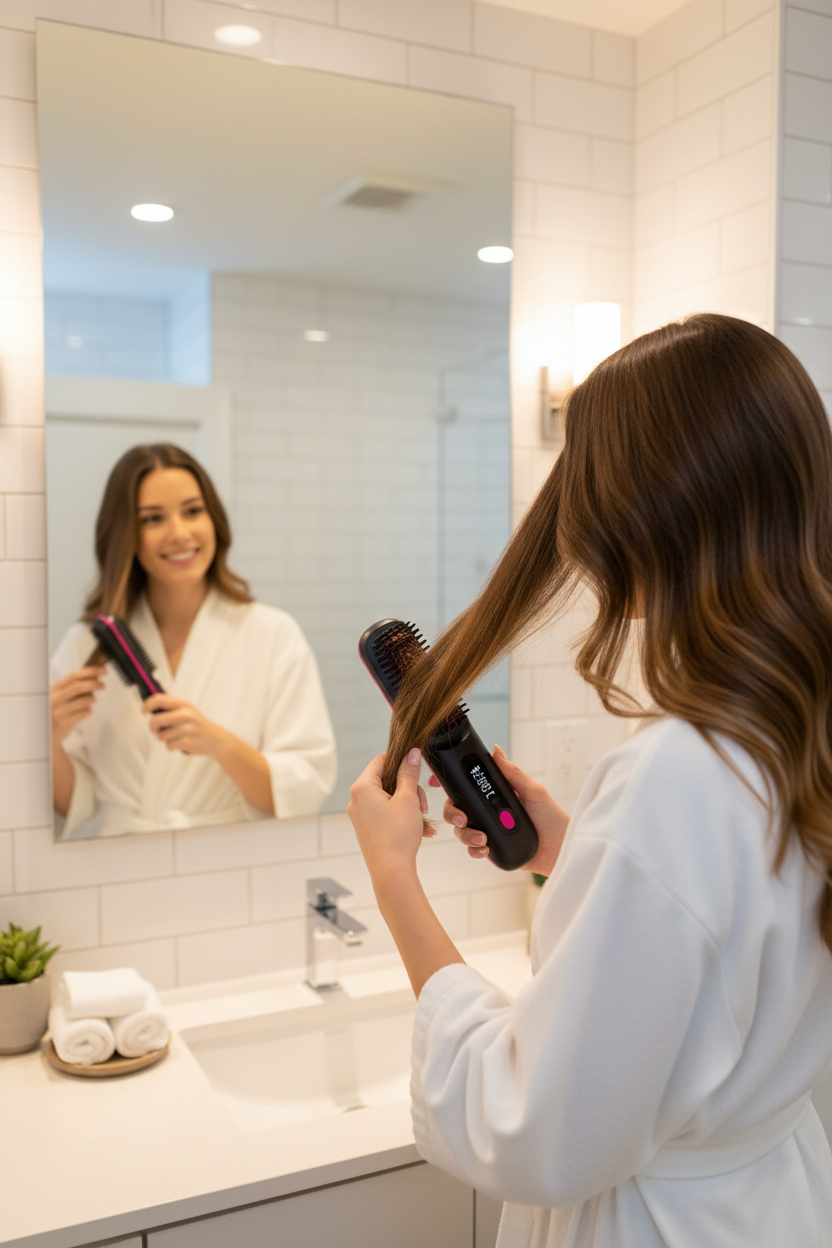 GlowEra Hair Straightening Brush Lifestyle